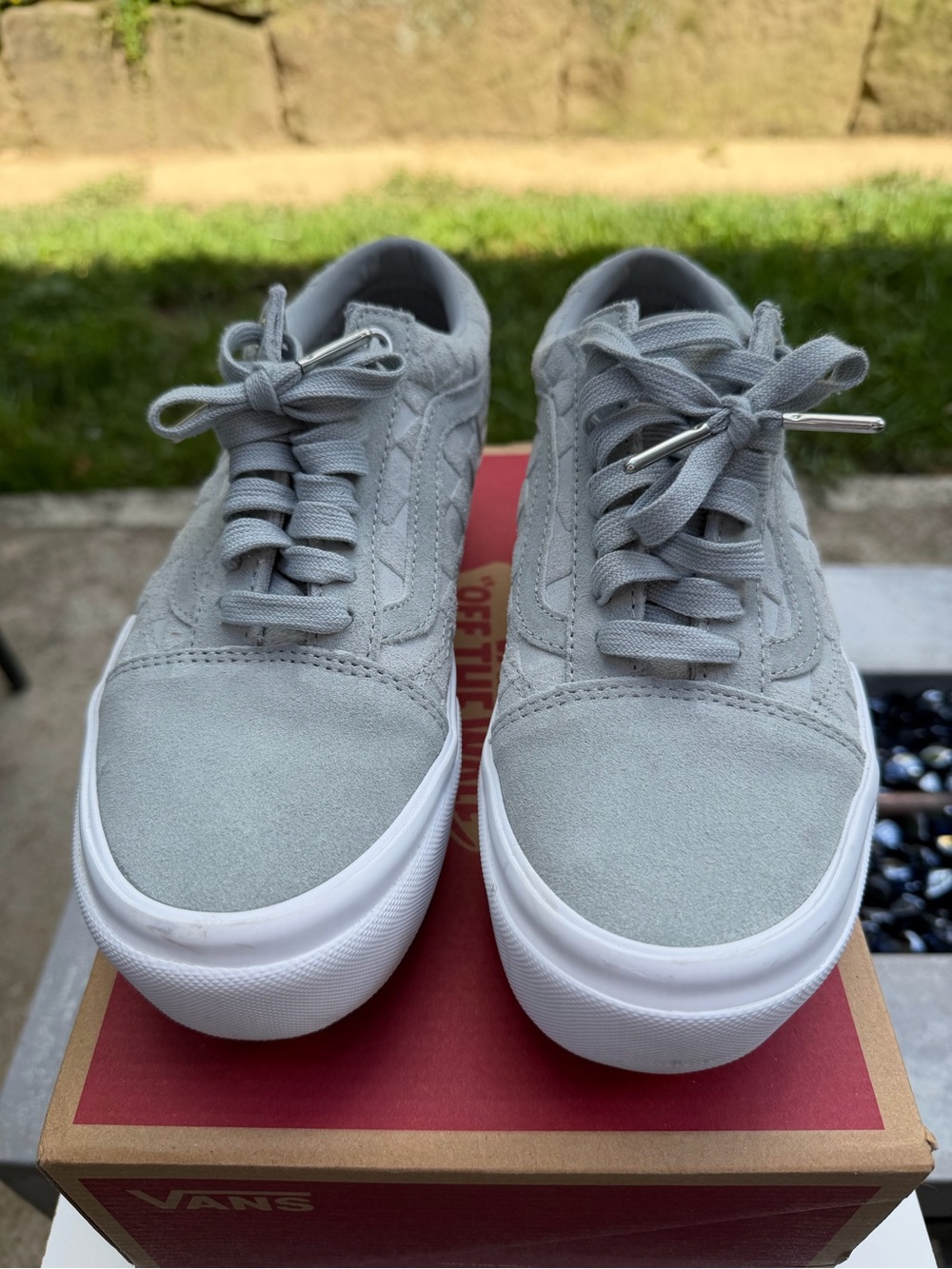 Vans Old Skool Stac Gray Suede Platform Sneakers Women’s 8 Original Box